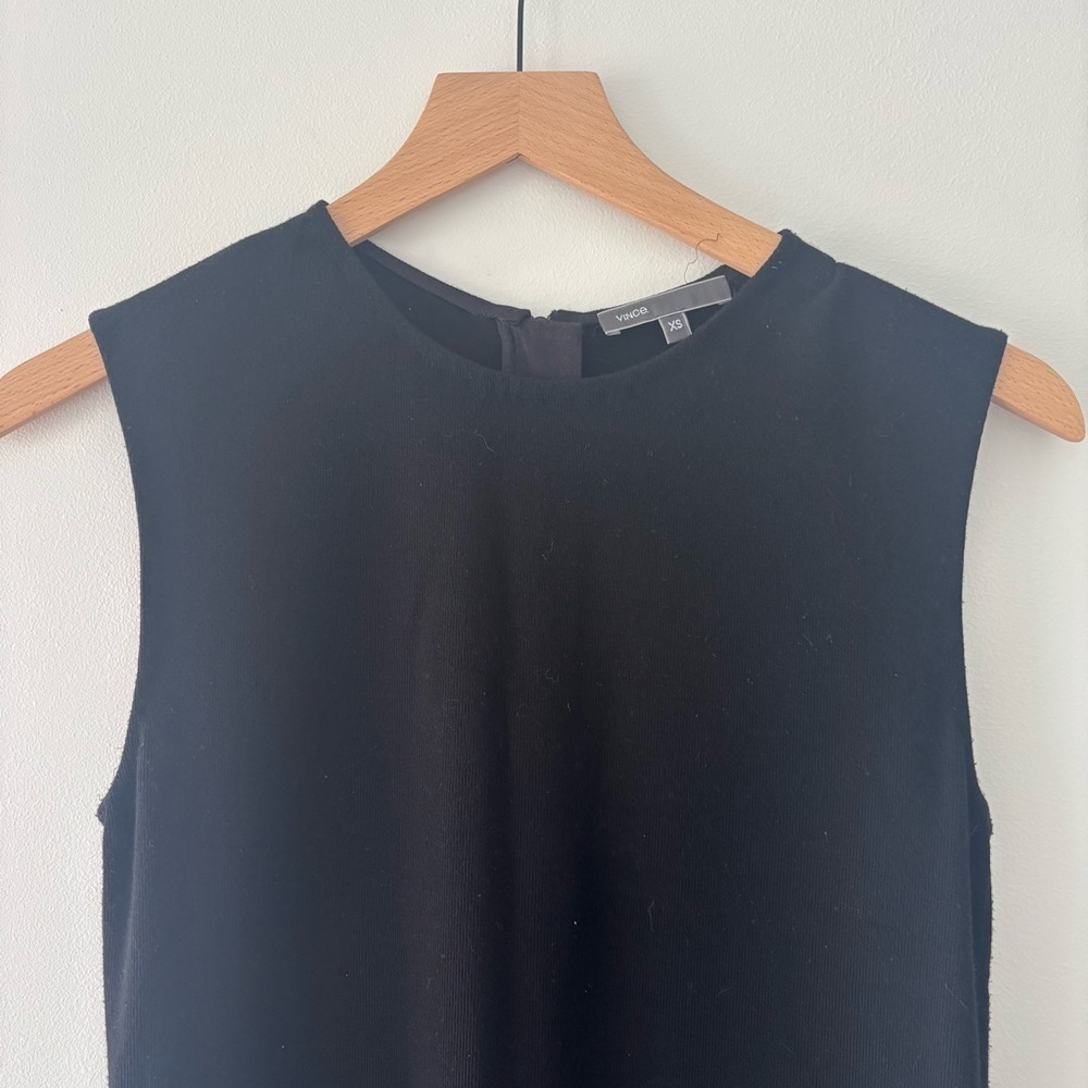 Vince Black Midi Dress Viscose Blend Sleek Modest Business Formal Event LBD XS - Picture 7 of 11